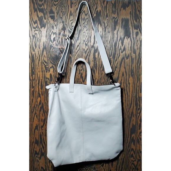 Common Projects Leather Helmet Bag Unisex Grey Crossbody Strap Fabric Lined RARE - Picture 2 of 15